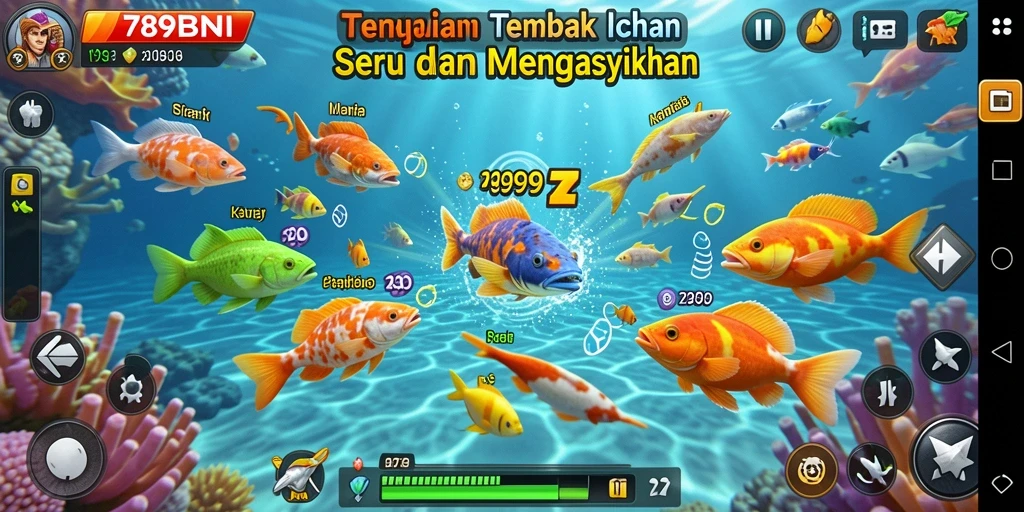 Tampilan gameplay 789BNI saat menembak ikan dengan grafis menawan.
