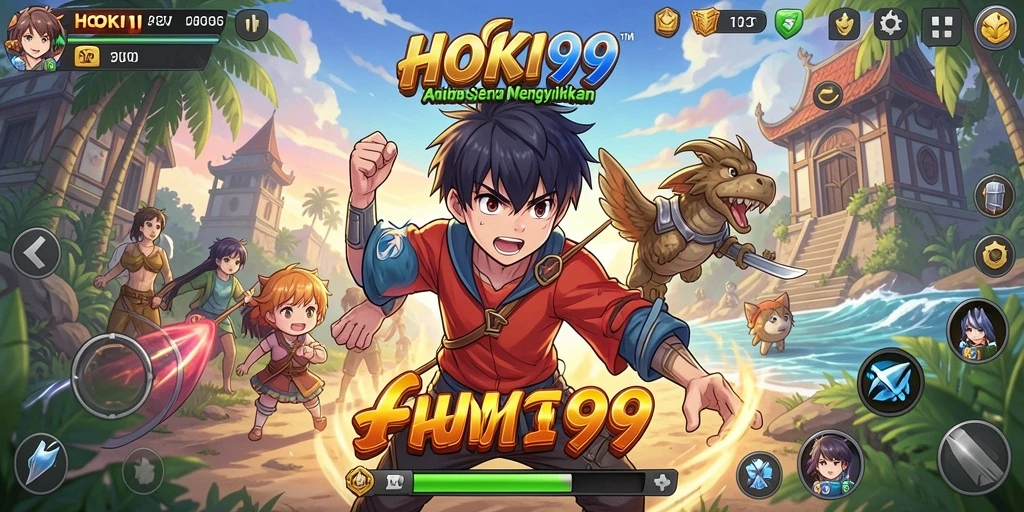 Screenshot gameplay HOKI99 yang menunjukkan karakter anime dalam aksi.