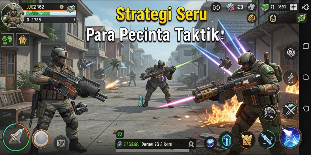 Gameplay JJ62 menonjol dengan strategi pertempuran yang intens.